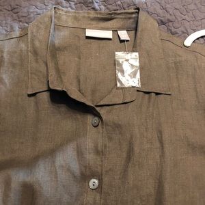 Nordstrom Sz 18 NWT olv shrt Slav linen maxi dress